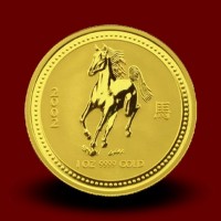 Zlati Lunin koledar KONJ 1 OZ / Gold Lunar HORSE / Lunare Goldmünze PFERD
