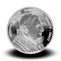 22 g, srebrnik Pontifikat papeža Benedikta XVI - 80. obletnica države Vatikan
