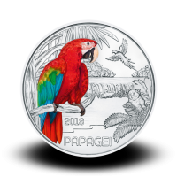 16 g (Cu/Ni), Papiga - 3 € zbirateljski kovanec (2018), serija Živali v barvah