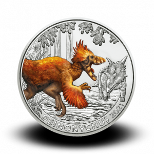 16 g, Deinonychus antirrhopus - 3 € zbirateljski kovanec (2021), serija Superzavri 