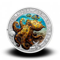16 g Modroobročkasta hobotnica - 3 € zbirateljski kovanec (2022), serija Čarobni podvodni svet